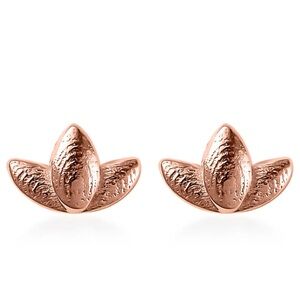 Dainty Rose Gold Sterling Silver Lotus Stud Earrings New